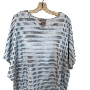 Chico's Black and White Striped Short Sleeve Top